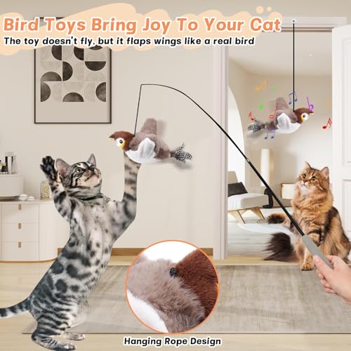 COLEESON Flapping Bird Cat Toy, Interactive Catnip Toy for Cats and Kittens, Realistic Plush Chirping Bird, Rechargeable and Washable, Fun Hunting Toy for Cats to Bite, Kick and Play (C) - Image 4