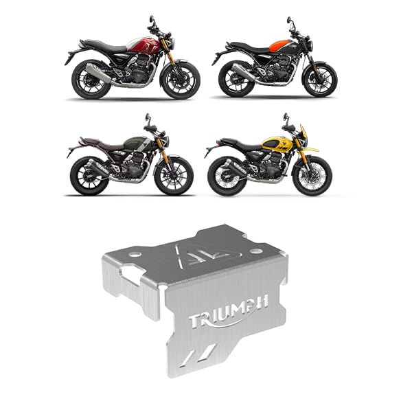 Image of Front Reservoir Guard Compatible With Triumph Speed 400 | speed T4 | Scrambler 400X | Scrambler 400XC (Silver, Pack of 1)