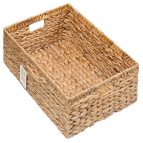 KOKODO 15"Lx11"W Large Rectangular Water Hyacinth Wicker Storage Baskets with