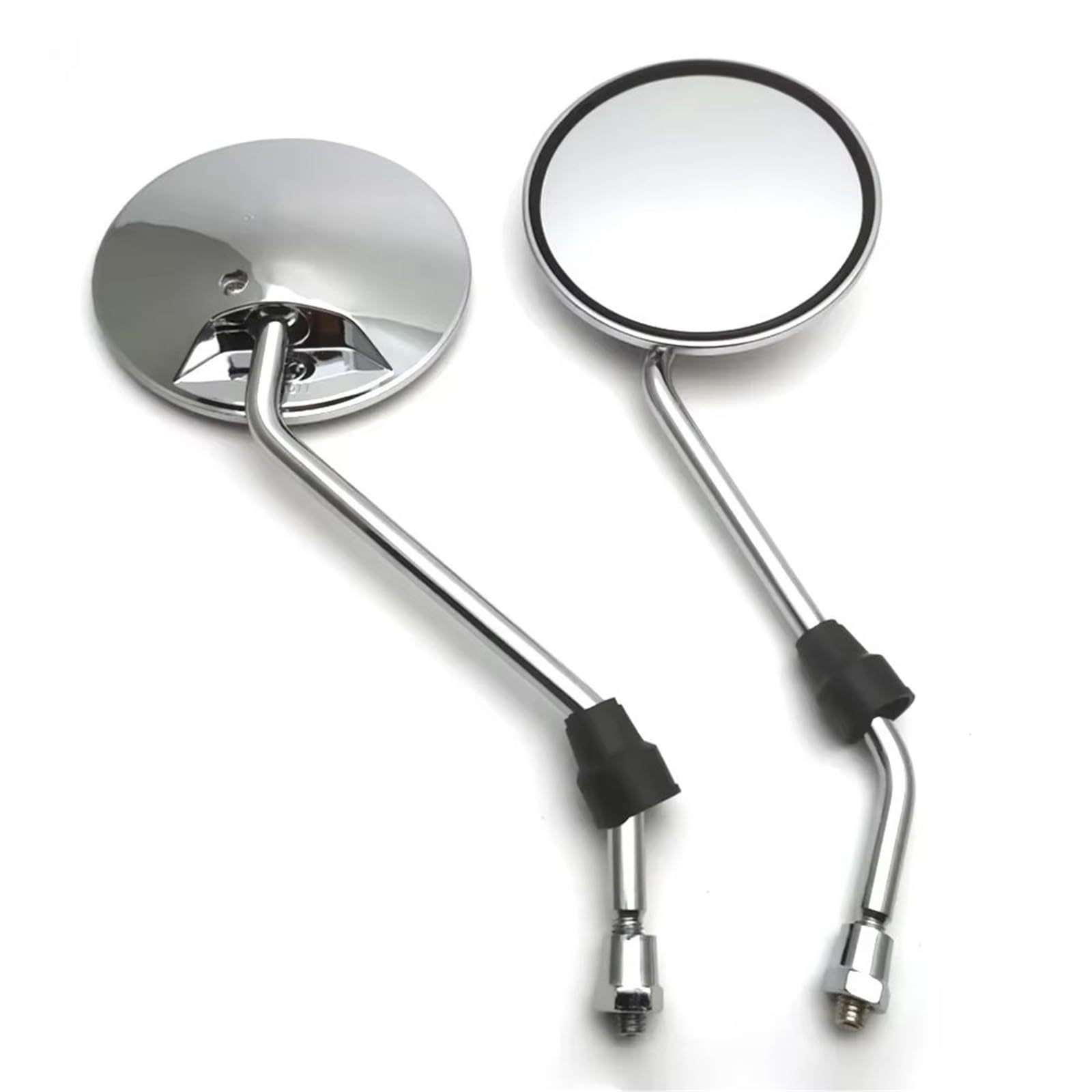 Espejos Retrovisores Moto Par Espejos retrovisores universales para Motocicleta cromados en Plata con Rosca 8 mm, Estilo Retro Redondos ovalados y convexos Espejo Retrovisor Moto