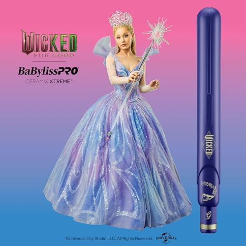BaBylissPRO Ceramix Xtreme Wicked: For Good - Inspired 1" Inch Hair Straightener, Universal Voltage Flat Iron with Floating Plates