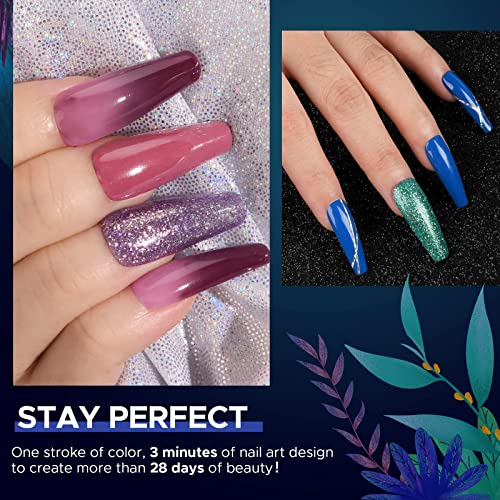 Mefa Color Changing Gel Nail Polish Kit 20+3 Pcs, Dark Blue Green Pink Purple Black Glitter 2022 Trend Colors Soak Off Nail Gel Set With Glossy & Matte Top And Base Coat, Gift For Girlfriend Manicure Nail Art Salon #TOP1