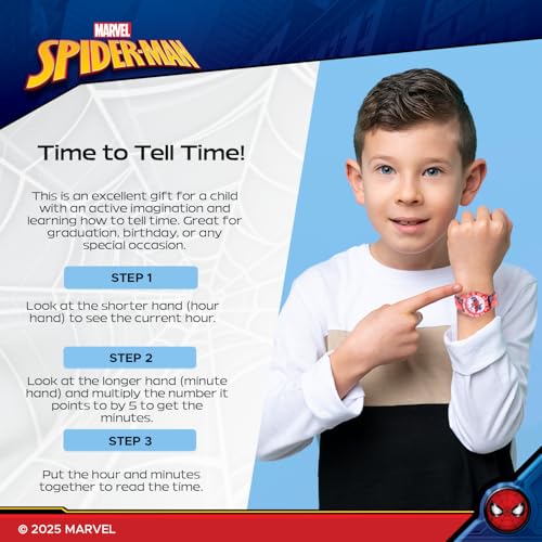 Image of Marvel Spiderman Watch for Kids - Spiderman Watch Boys - Spider-Man Watches for Boys 4-6 - Kids Toys - - Marvel Toddler - Teen - Red Bezel - Multicolor Nylon Strap