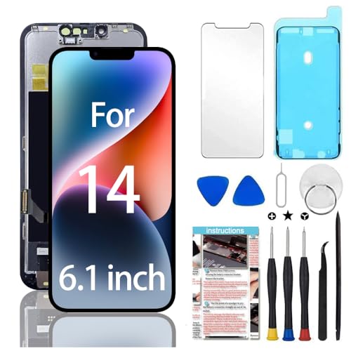 Fixerman for iPhone 14 Screen Replacement 6.1 inch 3D Touch LCD Display Digitizer Assembly with Repair Tools Compatible with Model A2649 A2881 A2884 A2883 A2882