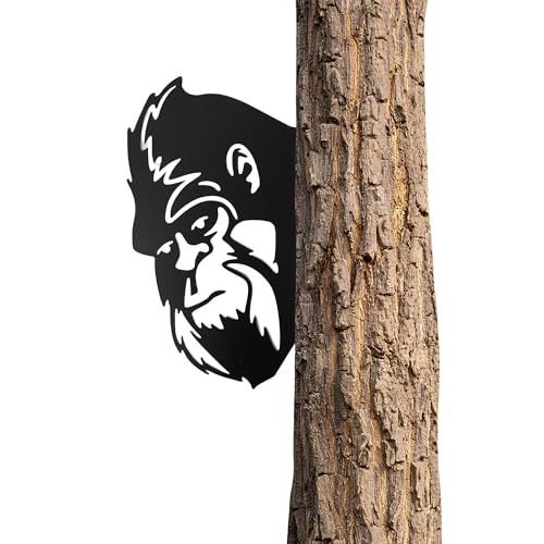 Dekorbay 13.4x8.7 in Sasquatch Peek Metal Sign Animal Bigfoot Plaques Cutout Decor Tree Fence Yard Garden Patio House Outdoor Wall Art