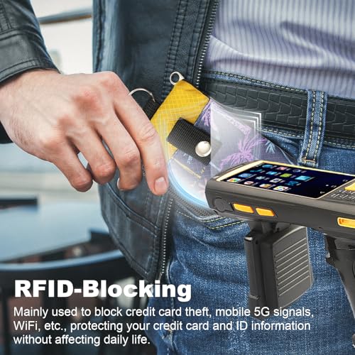 Image of Minimalist RFID Wallet with Lanyard, Multi-functional ID Case with 2 Zipper Pockets and Key Chain for Men and Women, Tactical Badge Pouch Cards Holder, Coin Purse for Travel Sports - Two-Tone