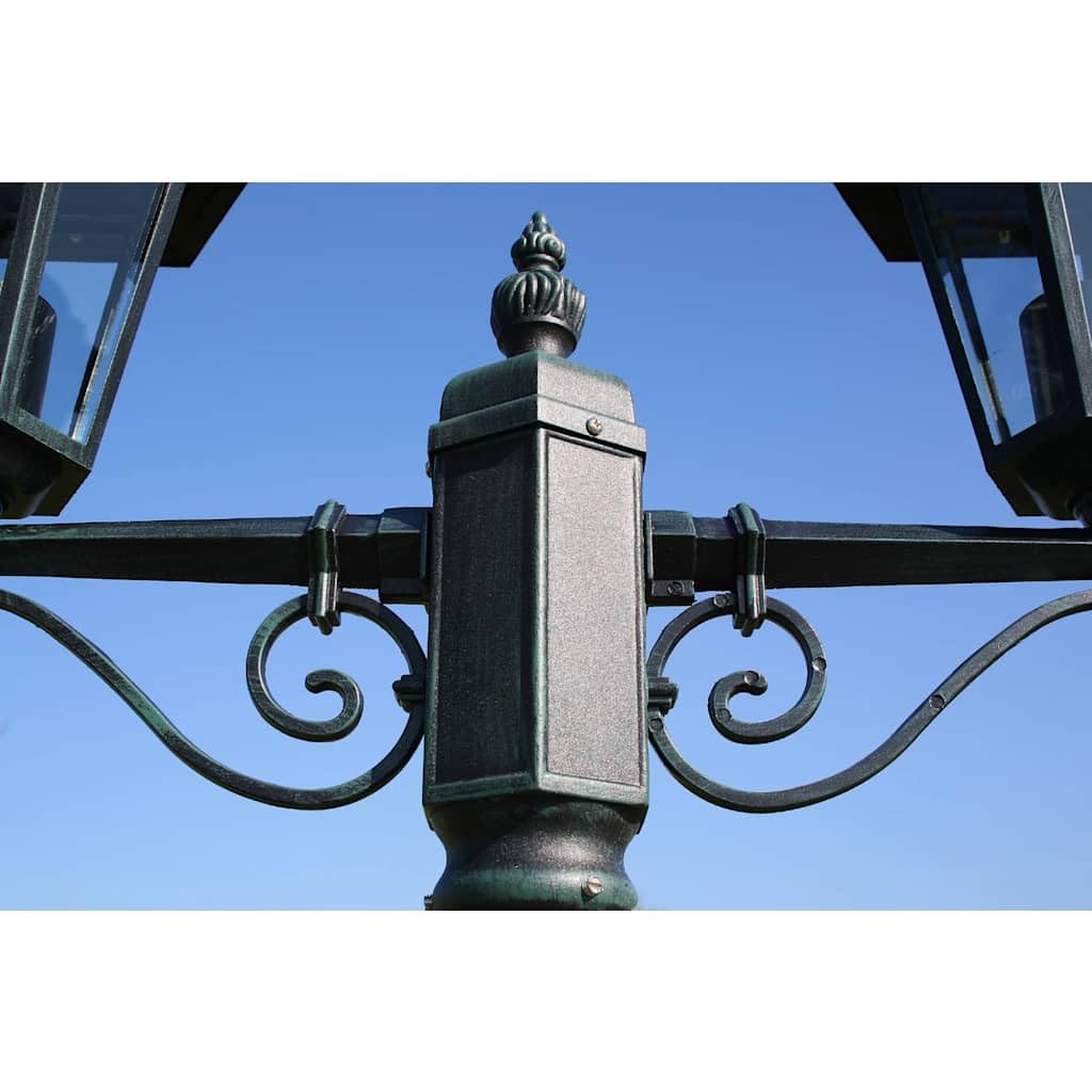 Latarnia ogrodowa 2 ramiona 215 cm ciemnozielony aluminium