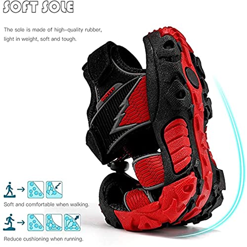 Littleplum Boys Sandals Closed Toe Toddler Sport Sandals Little Kid Summer Shoes For Big Kid Walking Hiking Outdoor Black Red Little Kid 11 #TOP6