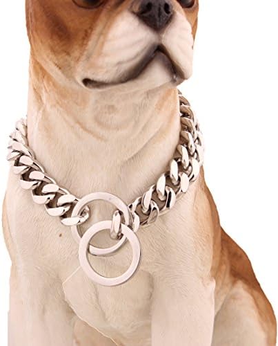 FANS JEWELRY 12mm Stainless Steel Silver Tone Curb Cuban Chain Dogs Choker Necklace 12"-36"