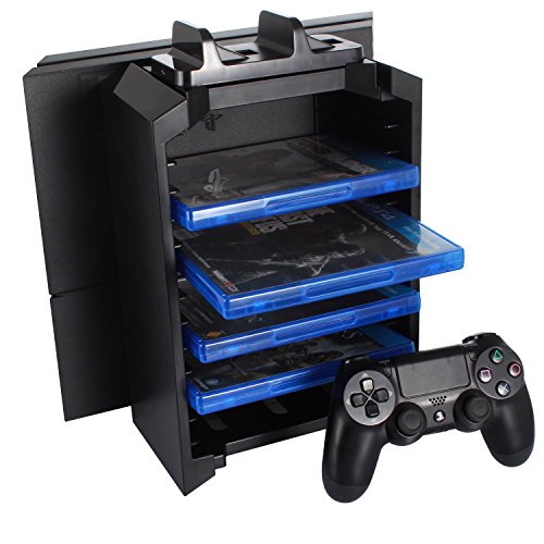 image for Amever-PS4 Storage Tower Holder Stand & Dual Charger Dock for Sony Dua