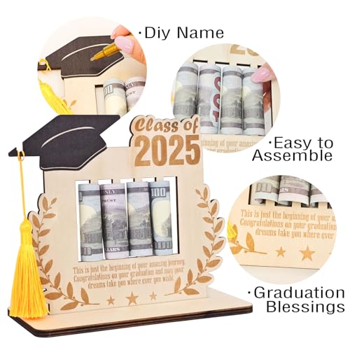 Graduation Money Holder 2025 Wooden Table Cash Holder Class of 2025 Congrats Grad Money Holders for High School College Graduates2