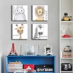 Oreichar Art Kids Wall Art Motivational Quote Painting Picture Safari Animals Canvas Print for Toddler Children's Room Bedroom Nursery Decoration (16"x16"x4pcs) - Image 4
