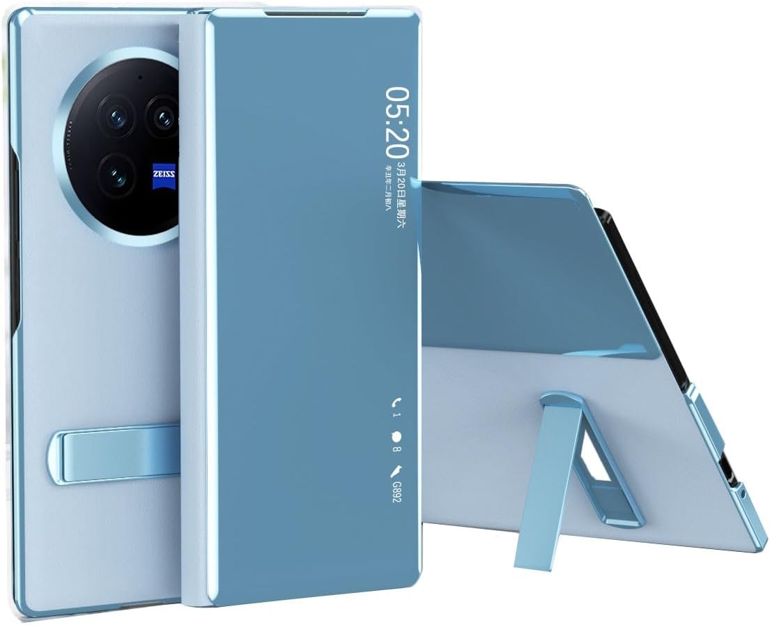 Protective Case Compatible with Vivo X Fold 3 Pro Case View Clear Smart Window, Phone Case Luxury Flip Slim Mirror Hard PC Leather with Kickstand Flip Phone Case All-Inclusive Phone Case Smartphone Sl