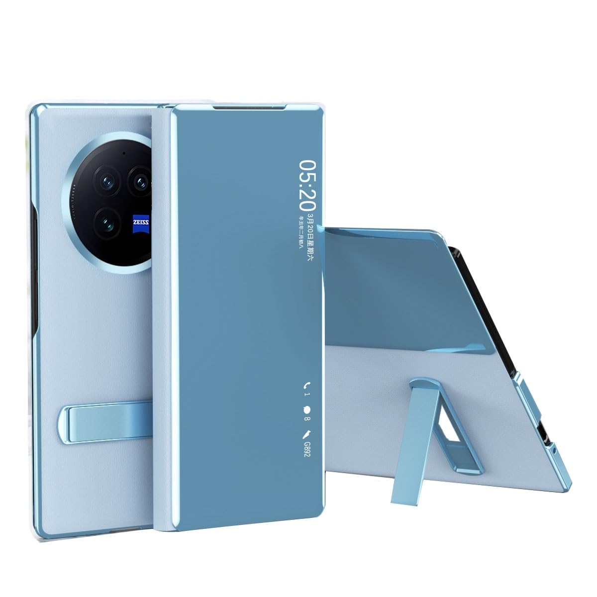 Protective Case Compatible with Vivo X Fold 3 Pro Case View Clear Smart Window, Phone Case Luxury Flip Slim Mirror Hard PC Leather with Kickstand Flip Phone Case All-Inclusive Phone Case Smartphone Sl