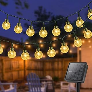 80 LED Solar String Lights Outdoor Garden,10 M/32.8 Ft Solar Powered Waterproof Crystal Ball Fairy Lights with 8 Modes for Patio Yard Home Wedding Party Festival Christmas Tree Decoration (Warm White)
