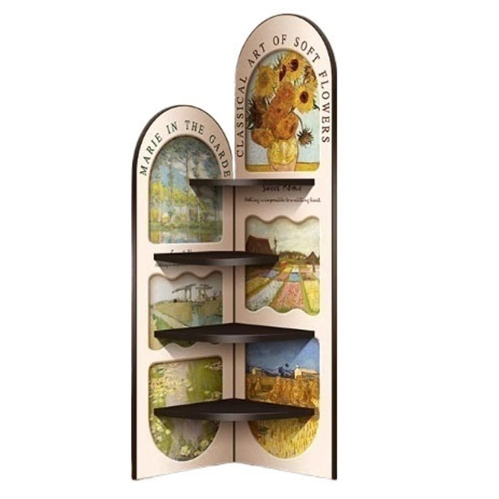 Lizhuzhuzs28 Bookcase Shelf French Retro Corner Cabinet, Living Room Sofa, Floor Standing Triangular, Bookshelf Bookshelf Display(Large)
