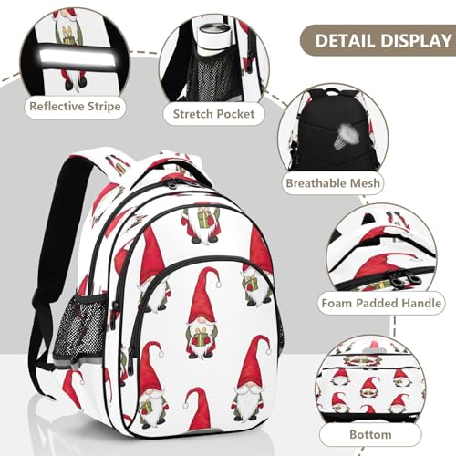 Cute Christmas Gnomes Kids School Backpack for Boys Girls Ages 8-14, Backpack Boys Elementary School 5