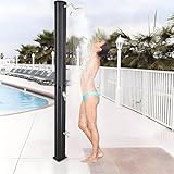 Freistehende Solar-Heizdusche für den Außenbereich, mit 360° drehbarem Duschkopf und Fußbrause für Garten, Pool