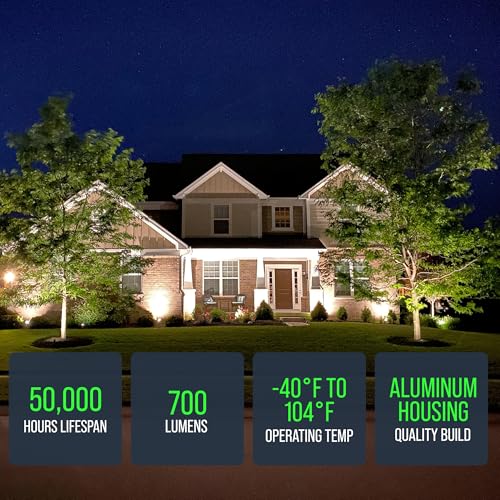 Outdoor Landscape Spotlights – 3000K/4000K/5000K Color Changing Options in Aluminum Housing – 120V Integrated LED Outdoor Spot Light with Shroud for Yard, Lawn, Garden Walkway and Pathway (8W, Black) by Westgate - Used condition - Image 6