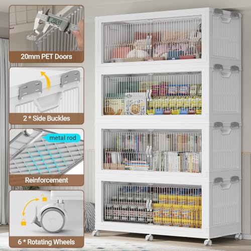 Image of BROVIEW 1360Qt Stackable Storage Bins with Lid for Home Dorm, 4Pack White