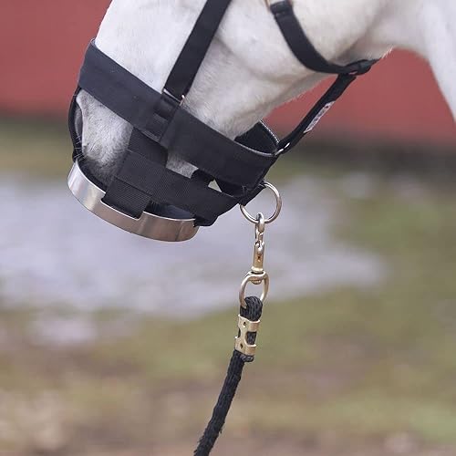 Miniatura 3 de Breathe Rite - Bozal de pastoreo con cabestro separador para caballos, tamaño mazorca, ayuda para controlar el peso del caballo, mejora la