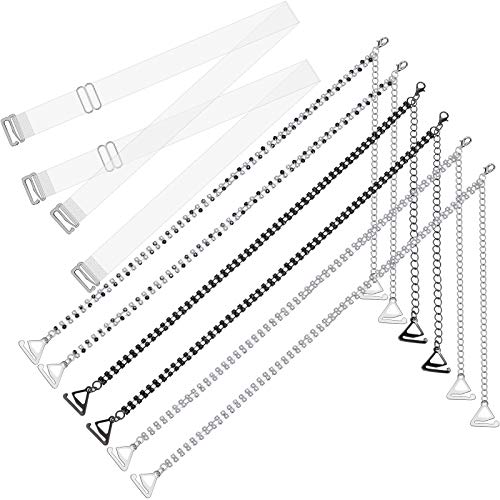 6 Pairs Bra Straps Include 3 Pairs Rhinestone Bra Strap 3 Pairs Clear Bra Straps For Women Invisible Shoulder Strap Adjustable Non-Skid Bra Belt For Bra Tops Dress #TOP8