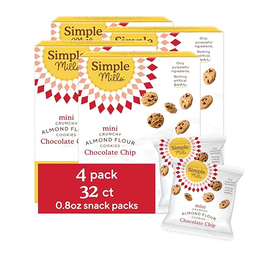 Image of Simple Mills Almond Flour Mini Chocolate Chip Cookie Snack Packs, Healthy Snacks for Kids, Individual Packs, Gluten Free, 8ct (Pack of 4)