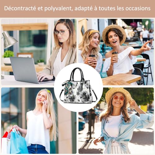 Sac epaule en PU cuir multipoches et grand sac de shopping pour femme - 6