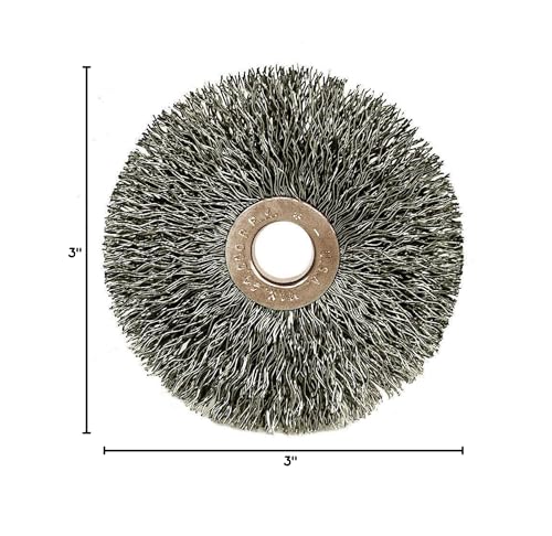 Image of Weiler 16933 3 inch Crimped Wire Wheel, .006 inchStainless Steel Fill, 1 /2 inchArbor Hole, Made in the USA (Pack Of 10)