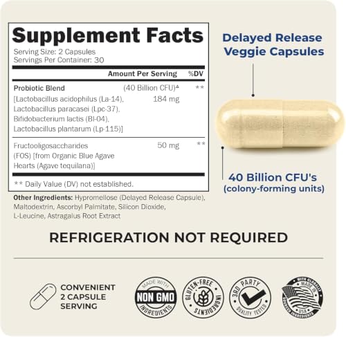 Image of BioSchwartz Daily Probiotic Nutritional Supplement - 40 Billion CFU for Gut Health - Probiotics for Men and Women - Digestive Health with Astragalus & Lactobacillus - Shelf Stable - 60 Count