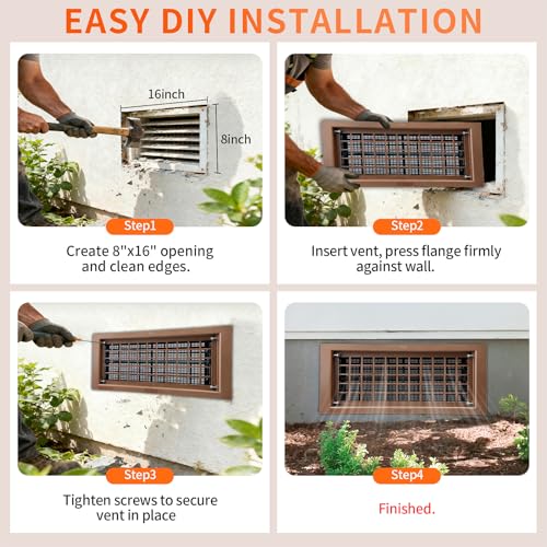ZXQDRE Crawl Space Foundation Vent Cover Automatic 8x16 Inch, Brown 1 Pack by ZXQDRE - Used condition - Image 6