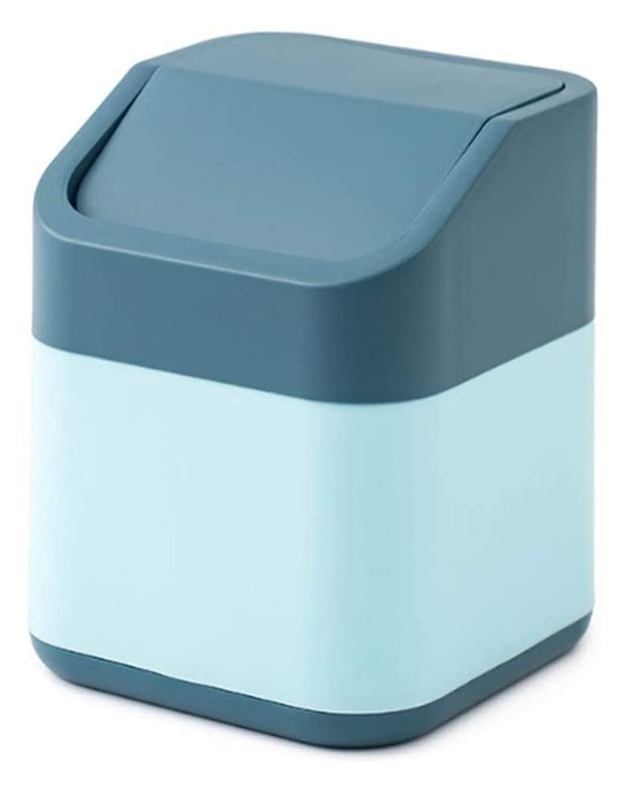 Mini Pattumiera Con Coperchio A Scatto 1,5L - Blu, Per Scrivania, Bagno, Camera - Foto 7