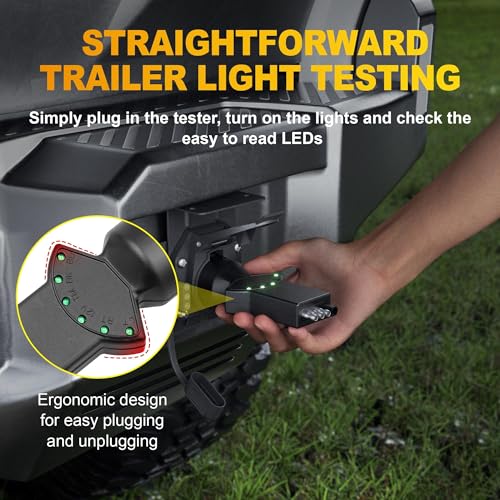 Oyviny 7 Way Blade & 4 Pin Trailer Light Circuit Tester with LED Indicators 6 Function Light Tester for RV Truck Vehicle Side Trailer Socket Tester - Thumbnail 4