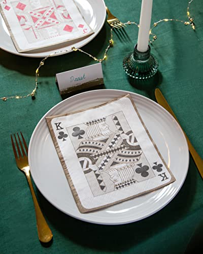 Talking Tables Spielkarten Servietten für Casino Partydekorationen, Spieleabend, Poker | Packung mit 20 goldenen Papierservietten Ass Bube König Königin Alice im Wunderland Kartenspiel, Mittel – Bild 7
