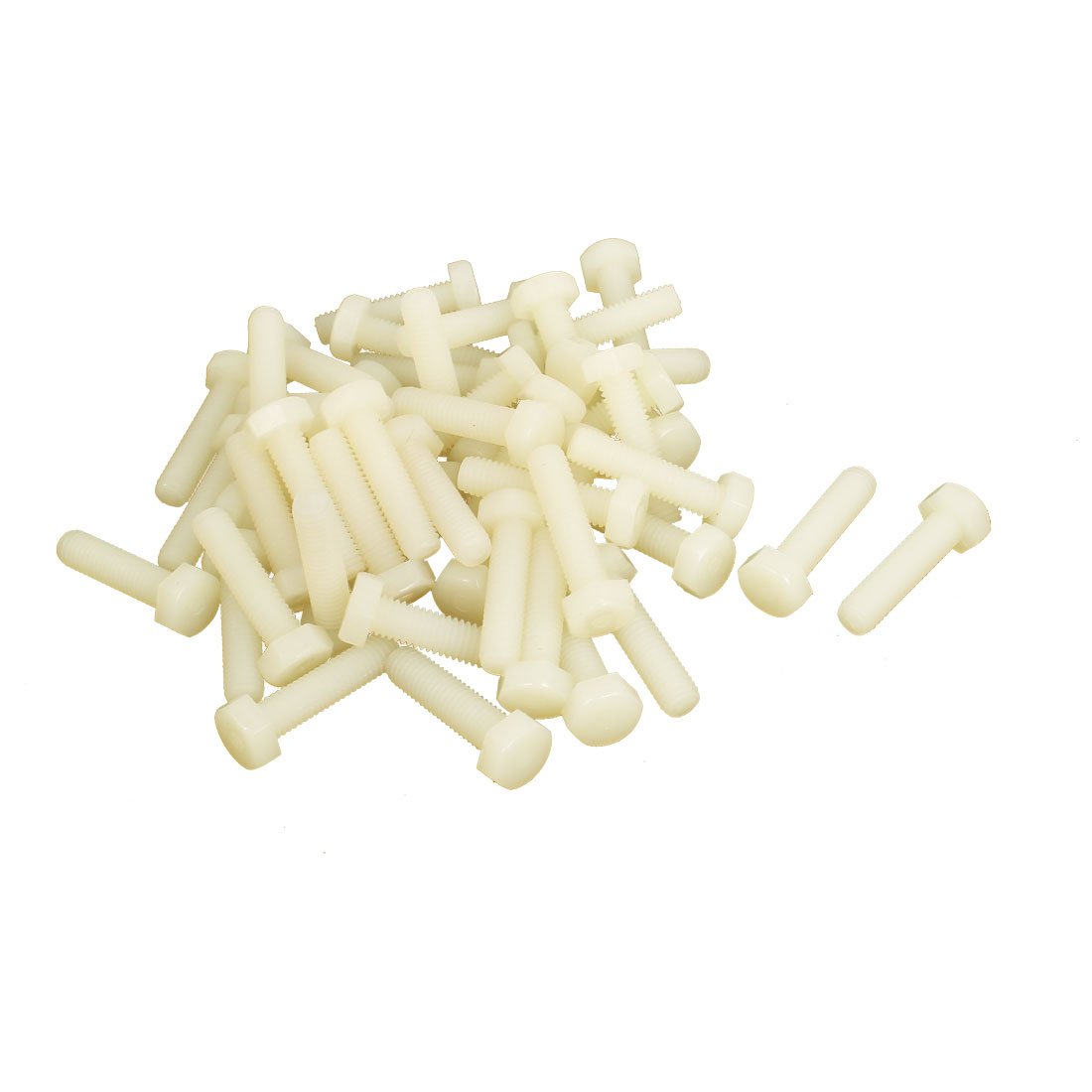 Uxcell Men's White Sourcingmap M6 X 25Mm Thread Nylon Metric Hexagon Head Cap Screw Bolt 50 Pcs