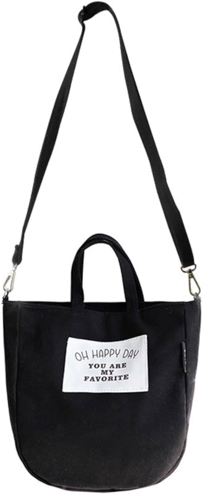 ミニトートバッグ3way手提げ ショルダー 斜めがけ 小さめ 布バッグ ミニバッグ ハンドバッグ 英語 キャンバス 自転車 通学 通勤 レディース 帆布 黒 Whatna ショルダーバッグ Amazon