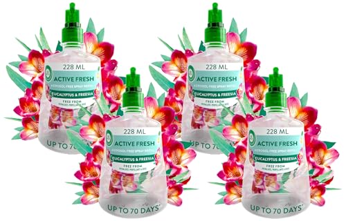 Air Wick Aerosol-Free Automatic Air Freshener Spray |Eucalyptus | Refills| 24x7 Active Fresh Odour Neutraliser | Lasts Up to 70 Days (Pack of 4)