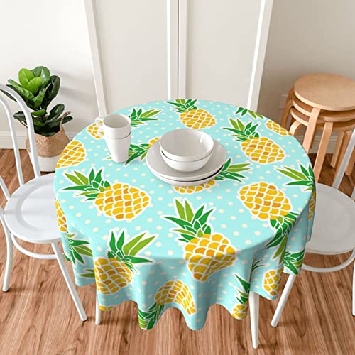 Fiokroo Cute Pineapples Tablecloth 60 Inch Round Table Cloth Wrinkle Resistant Stain Resistance Table Cover For Dining Kitchen Party Outdoor #TOP6
