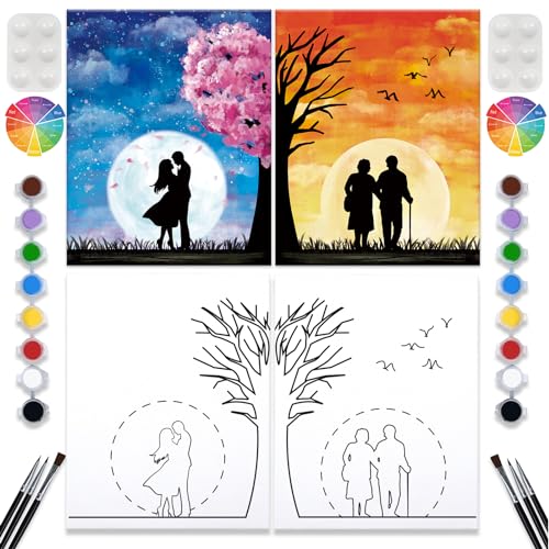 VALLSIP 2 Pack Paint and Sip Canvas Painting Kit Pre