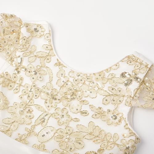 Uhnice Girls Embroidered Mesh Flower Dress Tulle Formal Gown with Removable Bow for Wedding Party3