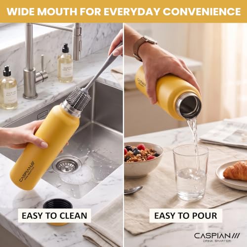 Image of CASPIAN / / / Astra Stainless Steel Water Bottle 1 litre (1000 ml) | Single Wall, Leakproof & BPA-Free | Reusable Metal Bottle for Fridge, Home, Office, Gym, School & Travel, Saffron, Pack of 1