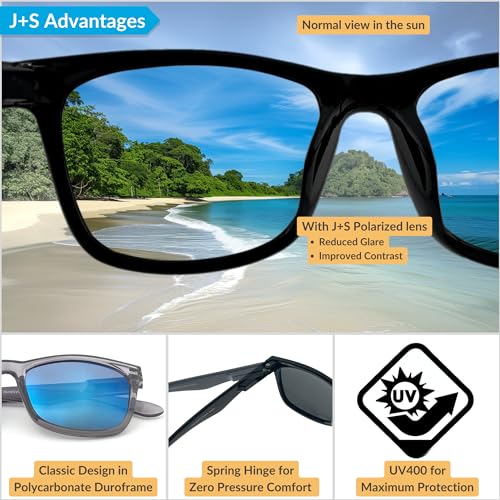 J+S Mission Mark II Rectangle Polarized Sunglasses for Men | Spring Hinge Frame | Polarized 100% UV 400 | Medium-Small Fit3