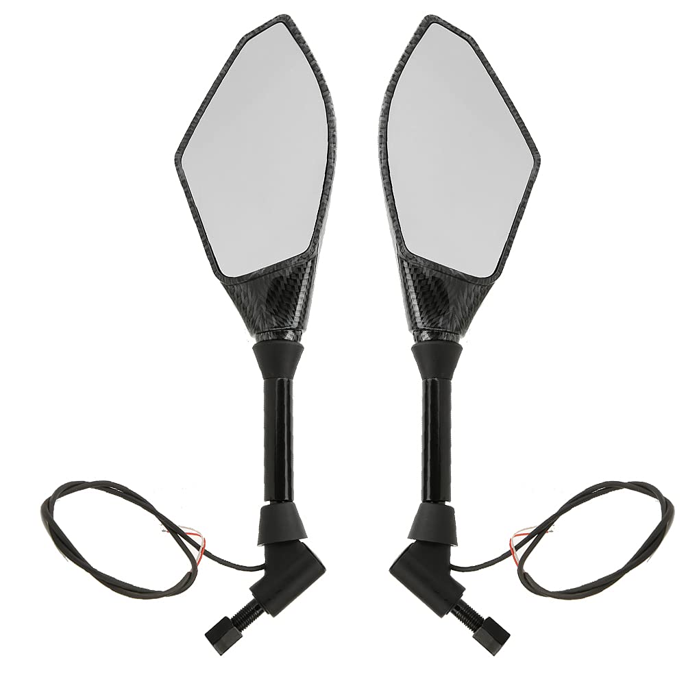 Indicatore di Direzione per Motocicletta Luce ABS Specchi Retrovisori Laterali a LED Neri con Indicatore di Direzione Indicatore di Direzione per Specchietti Laterali per Moto Manubrio 10