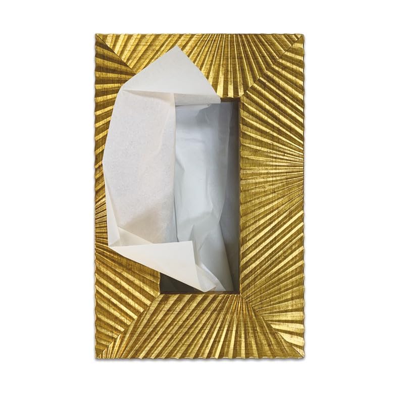 Image of Art Street Lustrous Gold Tissue Box Holder with Cover, Rectangle Facial Tissue Paper Box Holder Decorative Organizer, Napkin Dispenser Box for Bathroom, Home, Office & Restaurant (Size: 9x6x2.3 Inch)