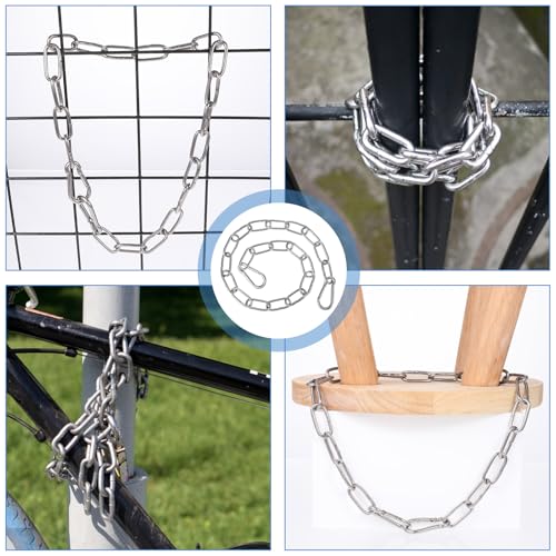 2 Stück Edelstahlkette, 57 cm Maschendrahtzaun, Gliederkette Edelstahl-Metallkettenschloss mit Karabinern für Außenzäune, Kette Edelstahl, Hängekettenschloss für Zuhause, Outdoor-Camping