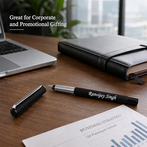 Image of Savri Personalized Parker Fountain Ink Pen with Name Engraved -Elegant Matte Black with Silver Clip -Customized Gifts for Men, Women, Teachers, Professionals, Birthday, Anniversary & corporate gifting