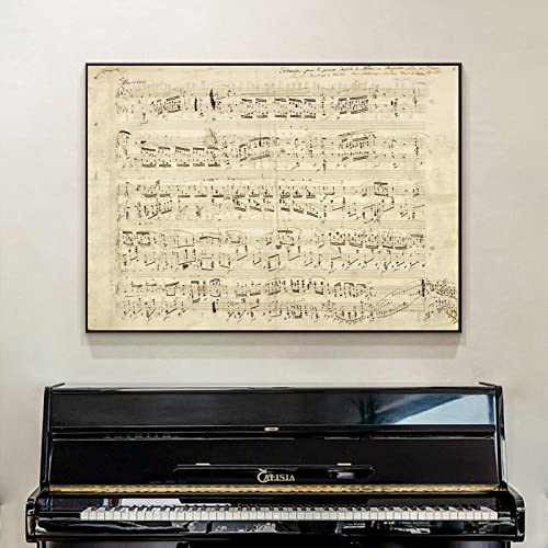 Tanyang Retro Chopin Musica Spartito Pianoforte Camera Decorazione Tela Pittura Poster Stampa Arte Wall Immagini Per Soggiorno Hotel Home Decor 60X90Cm Senza Telaio