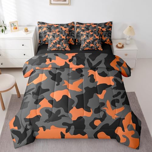 Erosebridal Duck Hunter 7 Piece Comforter Set Camo Bedding Kids Full