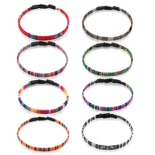 8 Stück Handgefertigtes Geflochtenes Armband, EBANKU Verstellbar Gewebte Armband, Freundschaftsarmbänder, Mehrfarbig, für Valentinstag, Geburtstag, Weihnachten, Jubiläum Cover