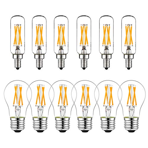 LiteHistory E26 Edison Bulb 6W=60 watt Light Bulb Dimmable Warm White 2700K Edison Light Bulb 60 Watt AC120V A15 led Bulb for Ceiling Fan,Vanity,Refrigerator,Wall scones 600lm E26 Light Bulb 6Pack